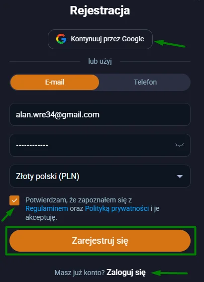 fast registration form